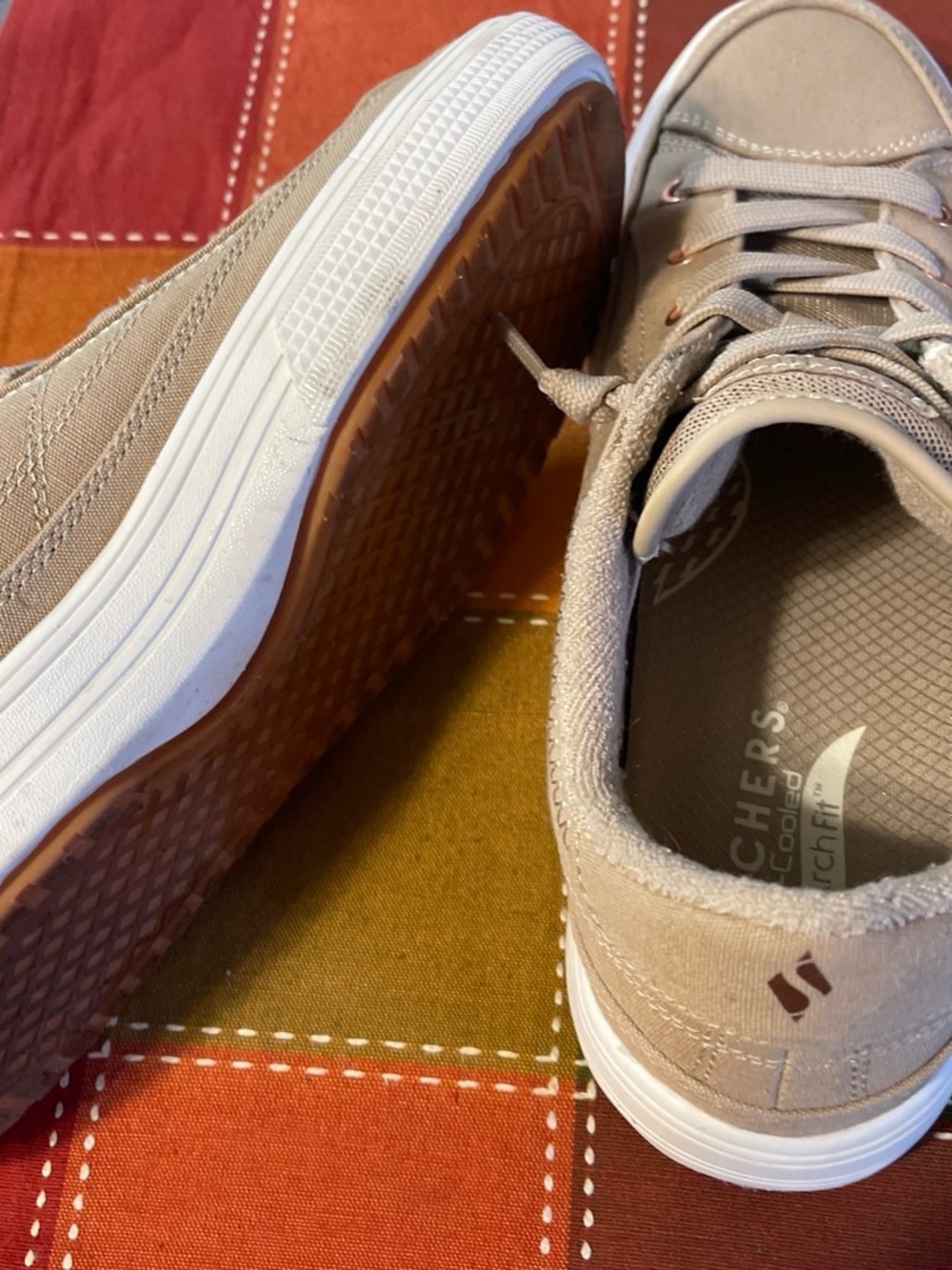 Skechers Women's Beige Lace-Up Casual Sneakers - Picture 3 of 4
